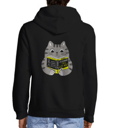 Sweat homme à capuche zippé noir Les humains pour les nuls (Gondrax,Animaux,Chats,Humour,Devoirs de vacances)