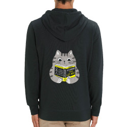 Sweat homme zippé à capuche coton bio noir Les humains pour les nuls (Gondrax,Animaux,Chats,Humour,Devoirs de vacances)