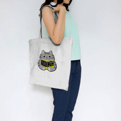 Sac shopping en toile blanc Les humains pour les nuls (Gondrax,Animaux,Chats,Humour,Devoirs de vacances)