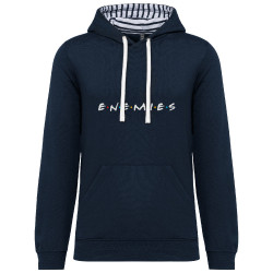 Sweat capuche à motifs unisexe bleu marine et marinière Enemies (Friends) (Gondrax,Humour,Détournements,Films/Séries)