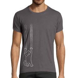 T-shirt homme fit gris foncé Chat griffes (Gondrax,Animaux,Chats)
