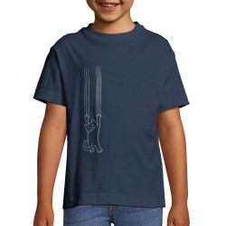 T-shirt enfant bleu denim Chat griffes (Gondrax,Animaux,Chats)