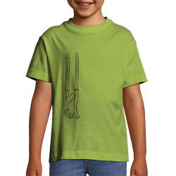 T-shirt enfant vert pomme Chat griffes (Gondrax,Animaux,Chats)