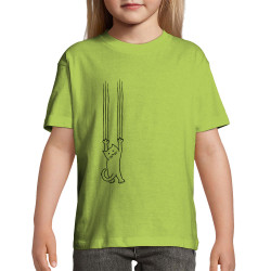 T-shirt enfant vert pomme Chat griffes (Gondrax,Animaux,Chats)