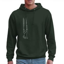 Sweat homme à capuche vert foncé Chat griffes (Gondrax,Animaux,Chats)