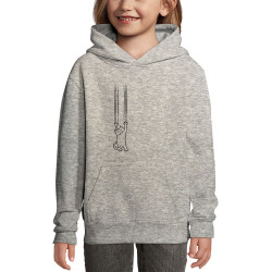 Sweat enfant à capuche gris chiné Chat griffes (Gondrax,Animaux,Chats)