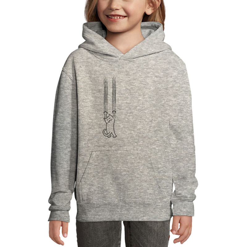 Sweat enfant à capuche gris chiné Chat griffes (Gondrax,Animaux,Chats)