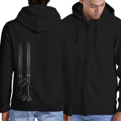 Sweat homme à capuche zippé noir Chat griffes (Gondrax,Animaux,Chats)