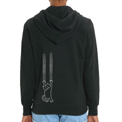 Sweat femme zippé à capuche coton bio noir Chat griffes (Gondrax,Animaux,Chats)