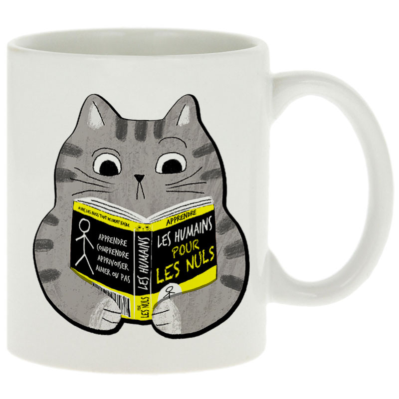 Mug blanc Les humains pour les nuls (Gondrax,Animaux,Chats,Humour,Devoirs de vacances)