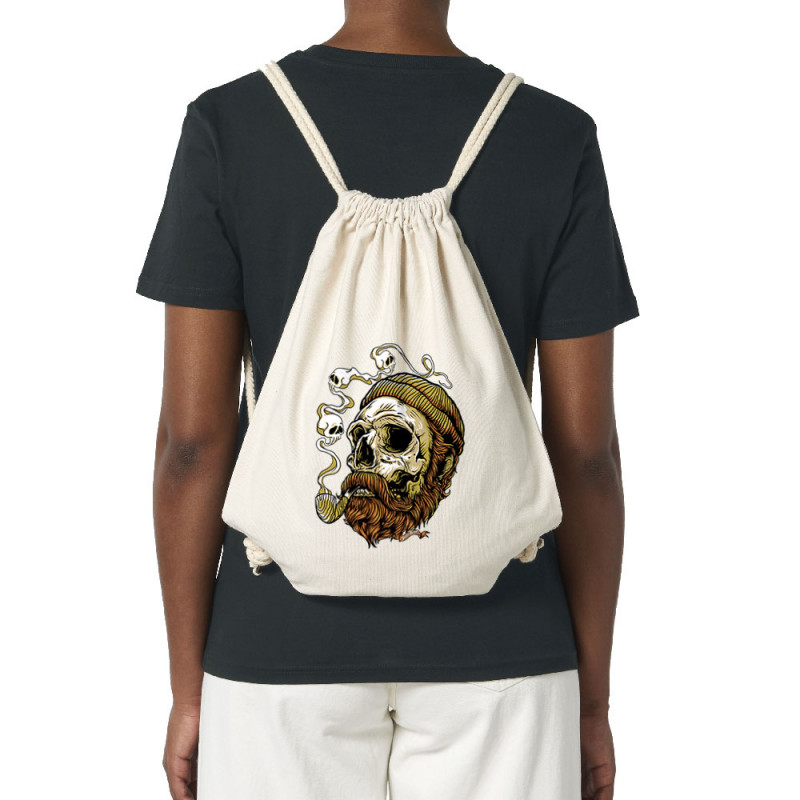 Sac à dos en toile recyclée naturel Santa Muerte - Smoking Skull (Santa Muerte,Têtes de morts)