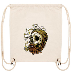 Sac à dos en toile recyclée naturel Santa Muerte - Smoking Skull (Santa Muerte,Têtes de morts)