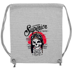 Sac à dos en toile recyclée gris chiné Copper Bones - Superior Motors (Copper Bones,Moto,Têtes de morts)