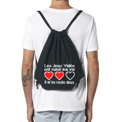 Sac à dos en toile recyclée noir Les jeux vidéo ont ruiné ma vie (Humour,Jeux Vidéo / Geek)