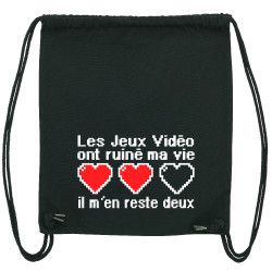 Sac à dos en toile recyclée noir Les jeux vidéo ont ruiné ma vie (Humour,Jeux Vidéo / Geek)