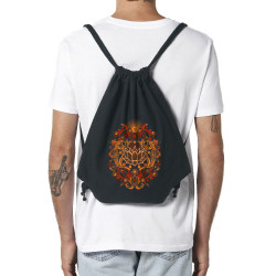 Sac à dos en toile recyclée noir Lotus Blossom (Gondrax,Ethnique)