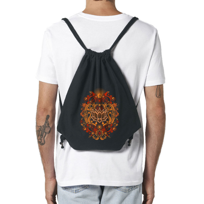 Sac à dos en toile recyclée noir Lotus Blossom (Gondrax,Ethnique)