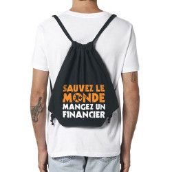 Sac à dos en toile recyclée noir Sauvez le monde (Ted Boundy,Slogans engagés,Humour)