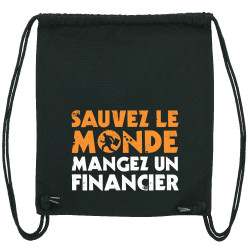 Sac à dos en toile recyclée noir Sauvez le monde (Ted Boundy,Slogans engagés,Humour)
