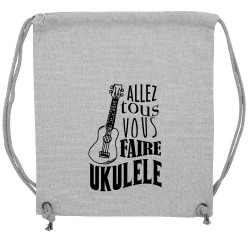Sac à dos en toile recyclée gris chiné Allez tous vous faire Yukulélé (Humour,Slogans Débiles,Andy)