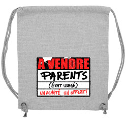 Sac à dos en toile recyclée gris chiné A vendre parents (Gondrax,Humour)