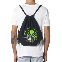 Sac à dos en toile recyclée noir Poulpy Drum (Animaux,Humour,Ted Boundy)