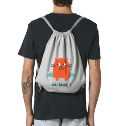 Sac à dos en toile recyclée gris chiné Chat baigne ? (Alex Kidd,Animaux,Humour,Chats)