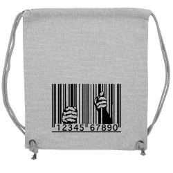Sac à dos en toile recyclée gris chiné Code barre prison (Slogans engagés)