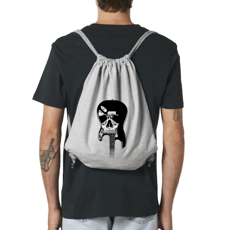 Sac à dos en toile recyclée gris chiné Dead Guitar (Rock & Punk,Têtes de morts)