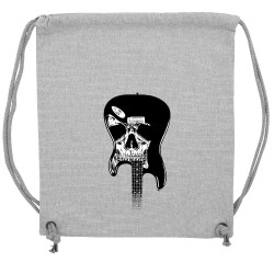 Sac à dos en toile recyclée gris chiné Dead Guitar (Rock & Punk,Têtes de morts)