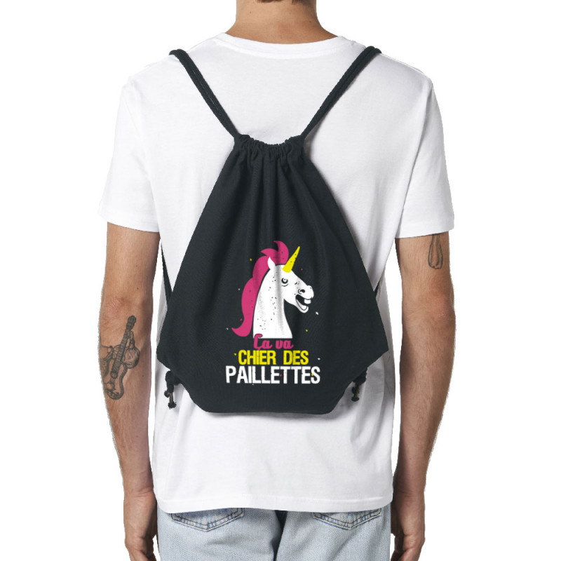 Sac à dos en toile recyclée noir Ca va chier des paillettes (Animaux,Humour,Amazon,Zewa)