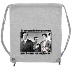 Sac à dos en toile recyclée gris chiné Tontons Flingueurs Beurrer les sandwichs (Films/Séries,Les Tontons Flingueurs)