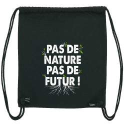 Sac à dos en toile recyclée noir Pas de nature pas de futur (Gondrax,Slogans engagés,Ecologie)