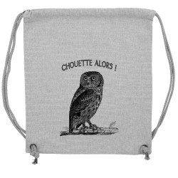 Sac à dos en toile recyclée gris chiné Chouette alors (Gondrax,Les Bébêtes,Animaux)