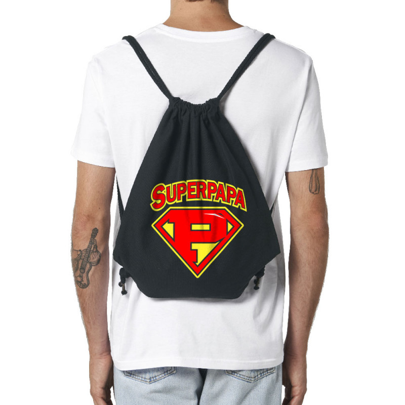 Sac à dos en toile recyclée noir Super Papa (Gondrax,Slogans Débiles,Humour,Fête des pères,Détournements,Papa Maman Papy Mamie)