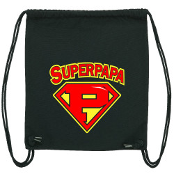 Sac à dos en toile recyclée noir Super Papa (Gondrax,Slogans Débiles,Humour,Fête des pères,Détournements,Papa Maman Papy Mamie)
