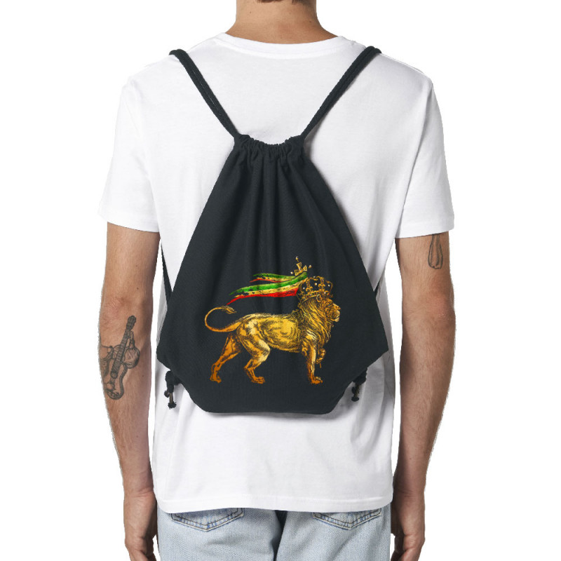 Sac à dos en toile recyclée noir Rasta Lion (Animaux,Reggae)