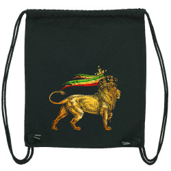 Sac à dos en toile recyclée noir Rasta Lion (Animaux,Reggae)