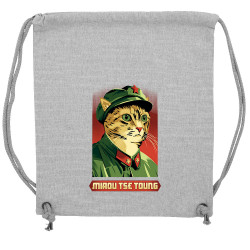 Sac à dos en toile recyclée gris chiné Miaou Tse Toung (Animaux,Humour,Chats)