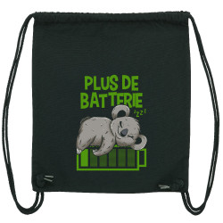Sac à dos en toile recyclée noir Plus de batterie koala (Animaux,Humour,Manga Kawaï japan,Bébés,Paresse)
