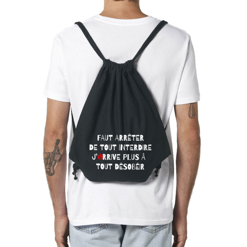 Sac à dos en toile recyclée noir Tout interdire (Andy,Slogans Débiles,Humour)