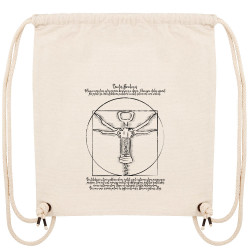 Sac à dos en toile recyclée naturel Tractus Bouchonus Vitruve (Gondrax,Alcool,Musée,Homme de Vitruve)