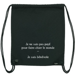 Sac à dos en toile recyclée noir Bénévole (Homme) (Gondrax,Slogans Débiles,Humour)