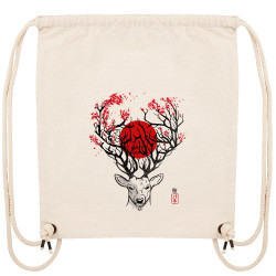Sac à dos en toile recyclée naturel Cerf du Japon (Le Duc,Animaux)