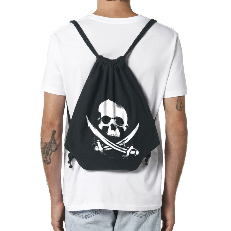 Sac à dos en toile recyclée noir Pirate Skull (Têtes de morts)