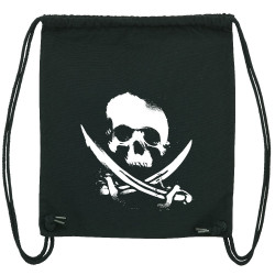 Sac à dos en toile recyclée noir Pirate Skull (Têtes de morts)