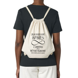 Sac à dos en toile recyclée naturel Deux choses sont infinies (Gondrax,Slogans Débiles,Slogans engagés)