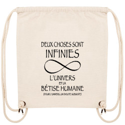 Sac à dos en toile recyclée naturel Deux choses sont infinies (Gondrax,Slogans Débiles,Slogans engagés)
