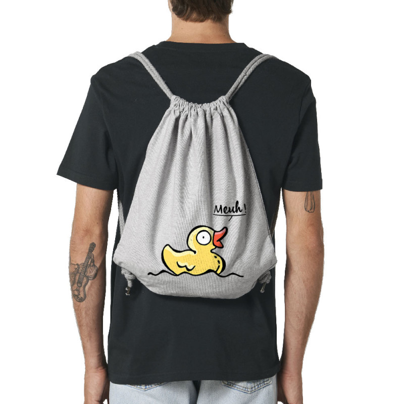 Sac à dos en toile recyclée gris chiné Canard meuh (Gondrax,Animaux,Humour)