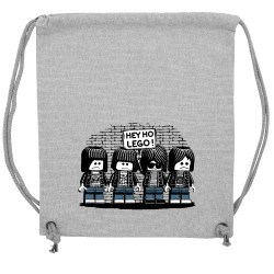 Sac à dos en toile recyclée gris chiné Hey Ho Lego Ramones (Gondrax,Humour,Détournements,Rock & Punk)